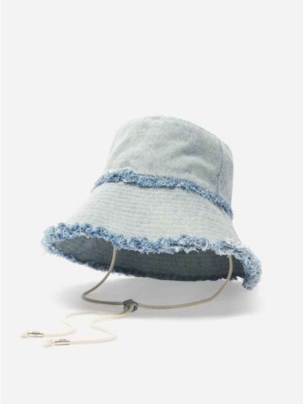 ba&sh Light Blue Frayed Denim Bucket Lady Hat